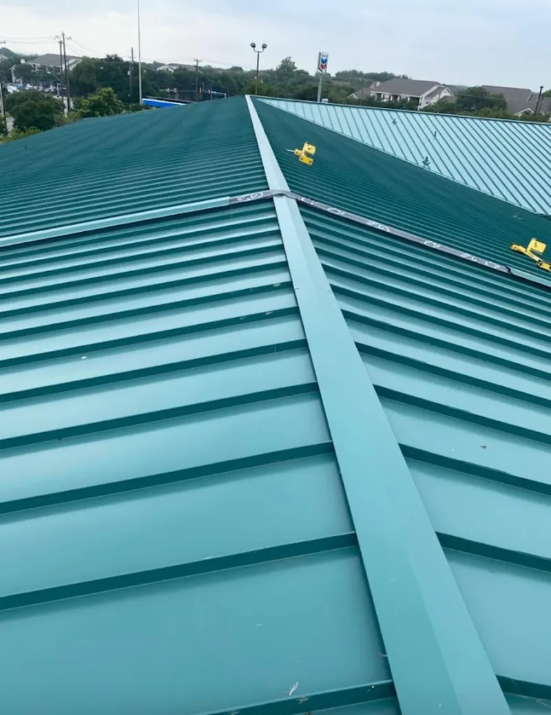 Green commercial metal roof ridge and valley for Metal Roof Repair in Gray